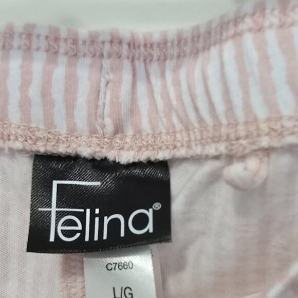 Felina Womens Pajama Shorts Sleep Lounge Drawstring Size Large Pink White - Picture 5 of 5